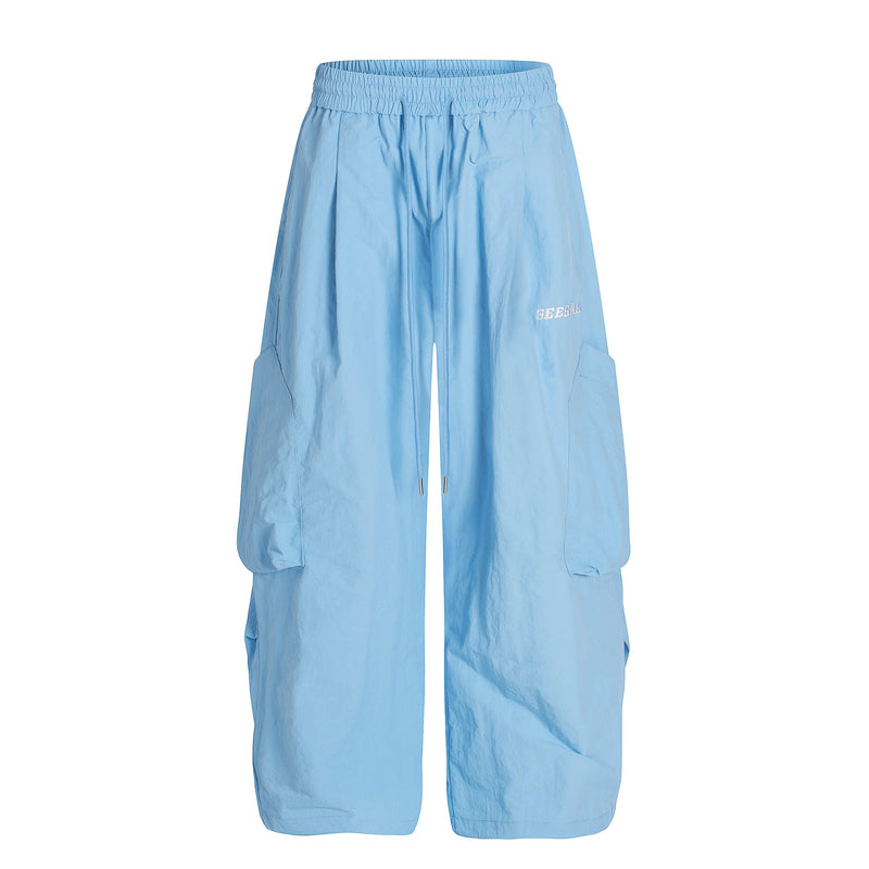 Nylon Utility Cargo Wide-Leg Pants | Pastel Streetwear