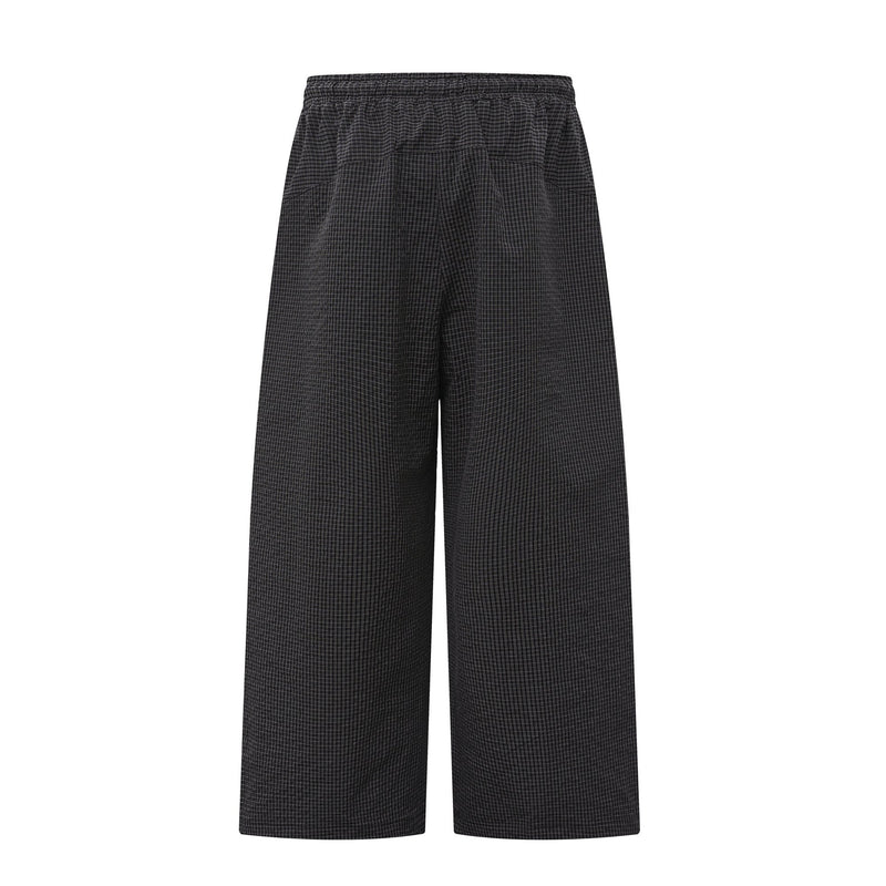 Wide-Leg Pleated Pants | Textured Check Relaxed Fit
