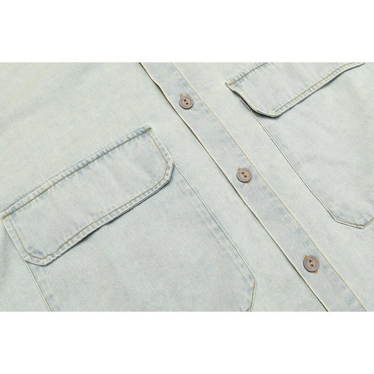 Denim Chambray Shirts on Sale - Men's and Women's Short Sleeve Vintage Washed Denim - Seakoff
