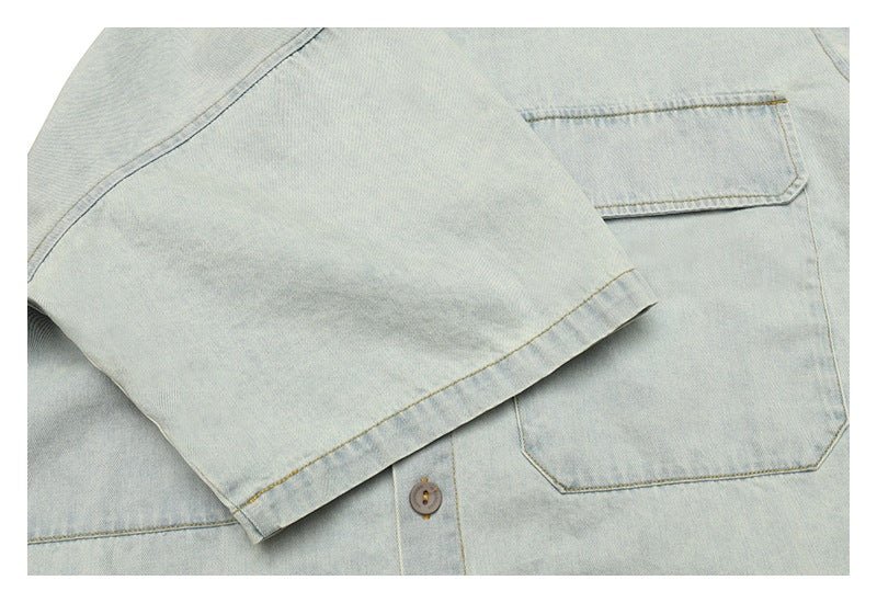 Denim Chambray Shirts on Sale - Men's and Women's Short Sleeve Vintage Washed Denim - Seakoff