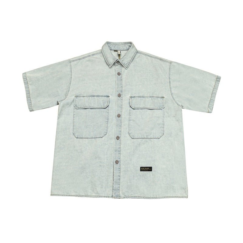 Denim Chambray Shirts on Sale - Men's and Women's Short Sleeve Vintage Washed Denim - Seakoff