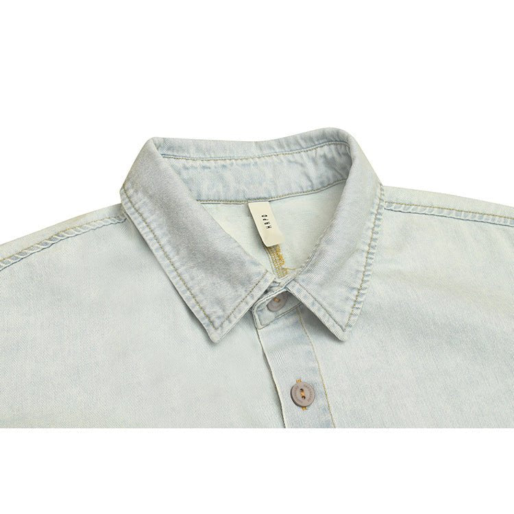 Denim Chambray Shirts on Sale - Men's and Women's Short Sleeve Vintage Washed Denim - Seakoff