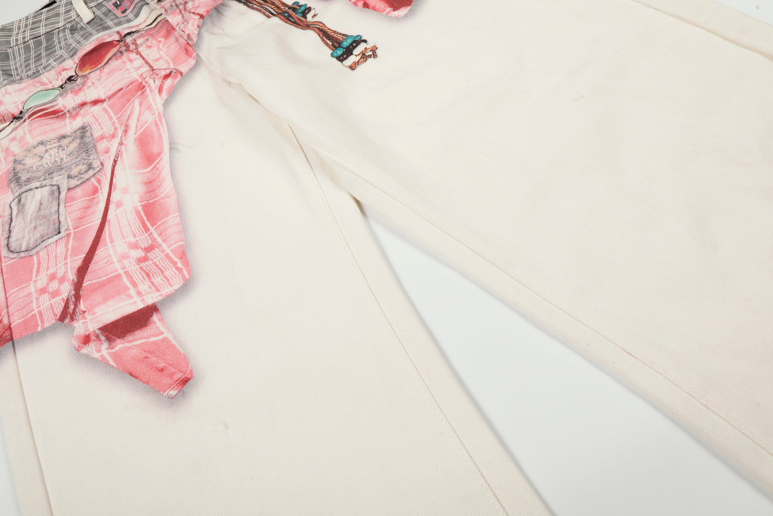 Omirad Digital Print Layered Wide-Leg Denim Pants