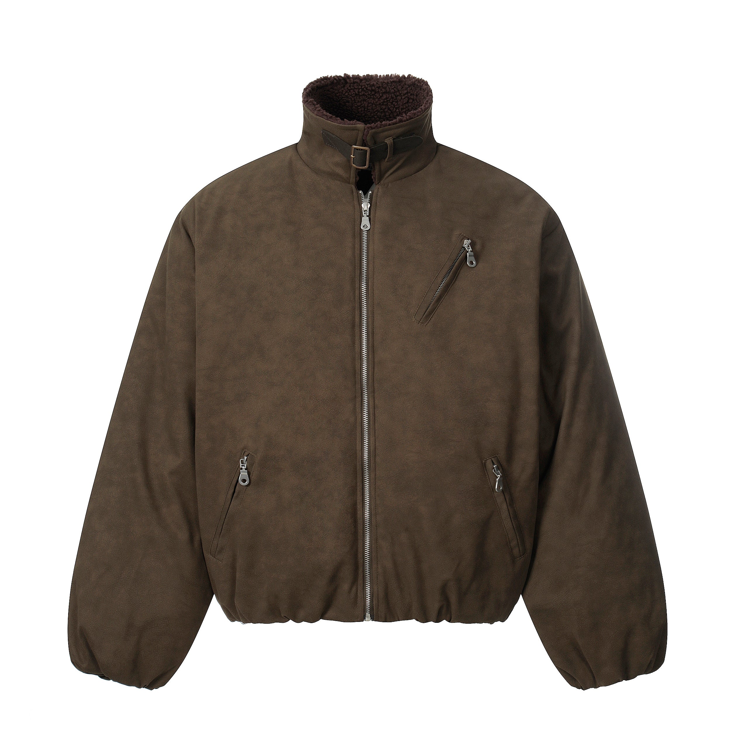 Omirad Suede-Effect Bomber Jacket | Faux Fur Collar
