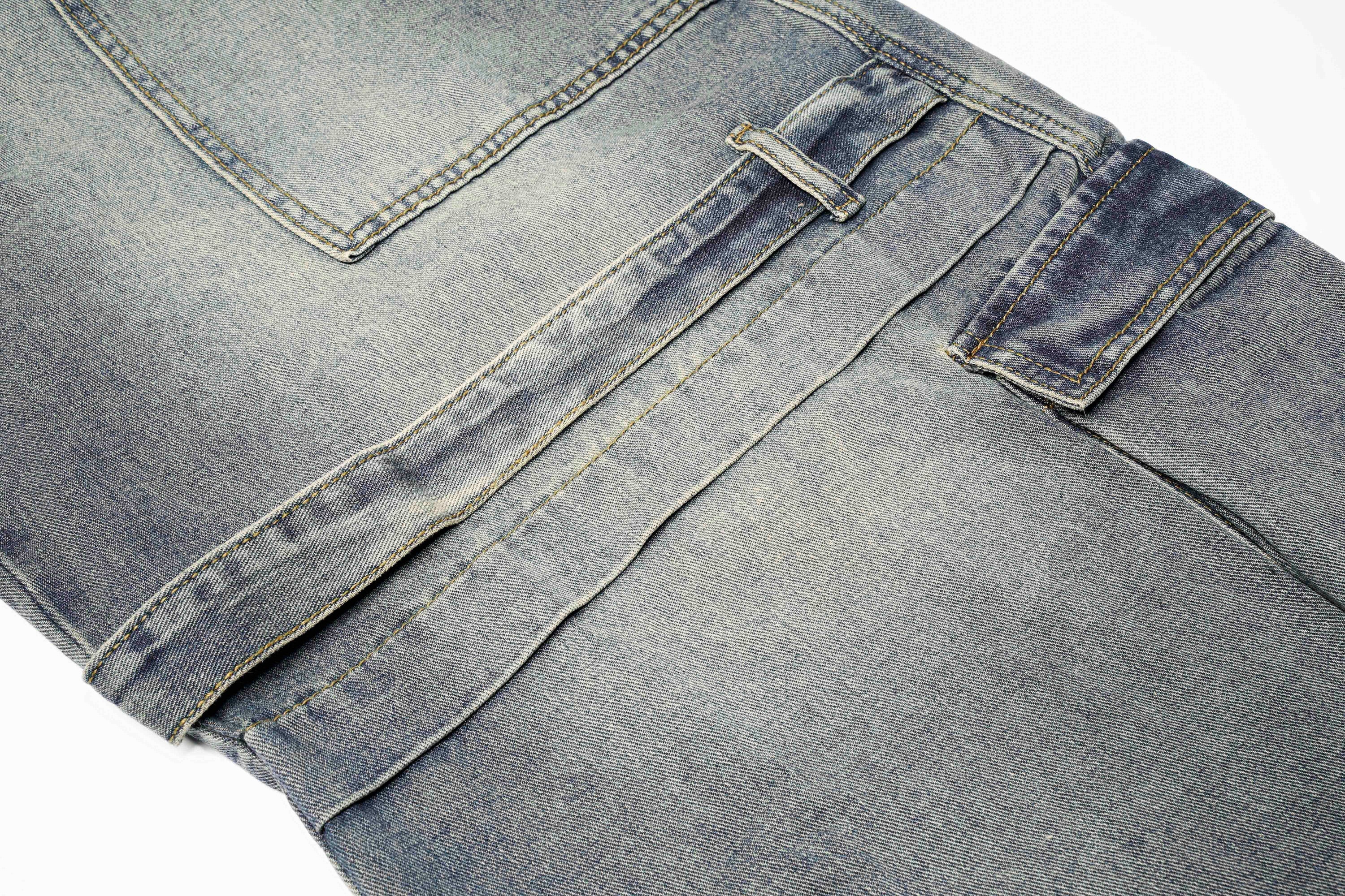 Omirad Layered Cargo Arc Jeans | Wide Leg Streetwear Denim