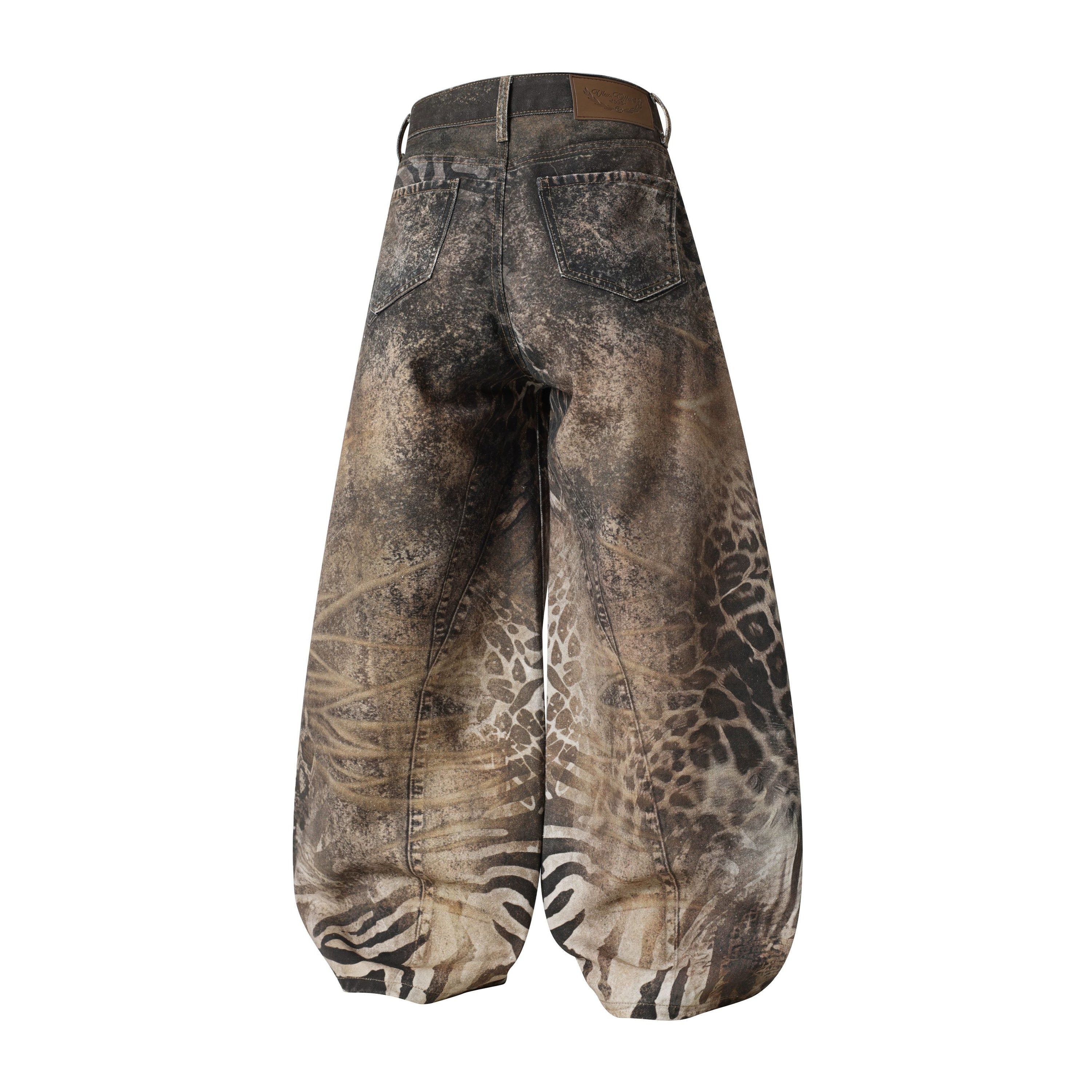 Omirad Savage Pattern Balloon Jeans | Animal Print Wide Leg