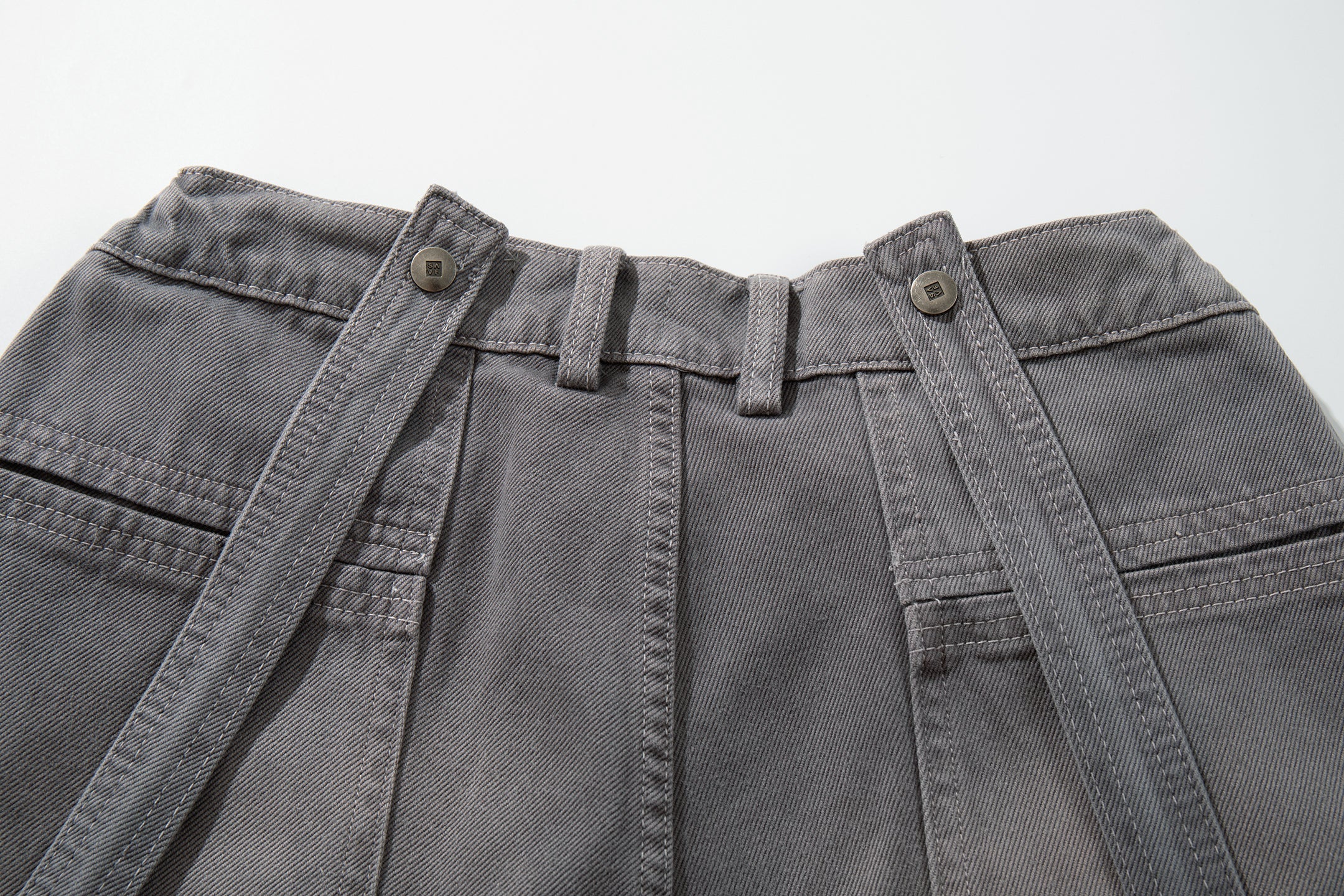 Omirad Strap-Detail Washed Wide-Leg Cargo Jeans