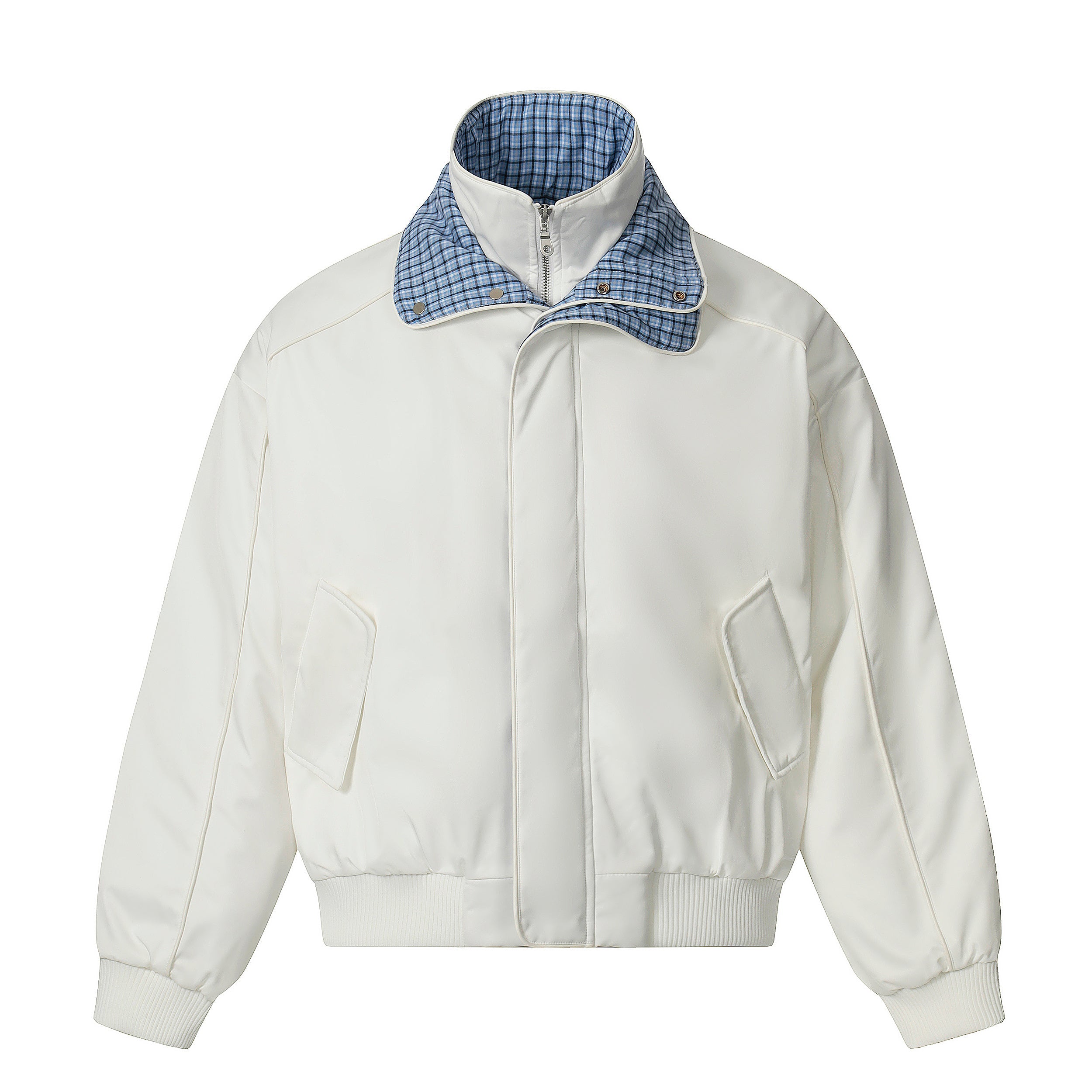Reversible Check Collar Padded Bomber Jacket | SEAKOFF