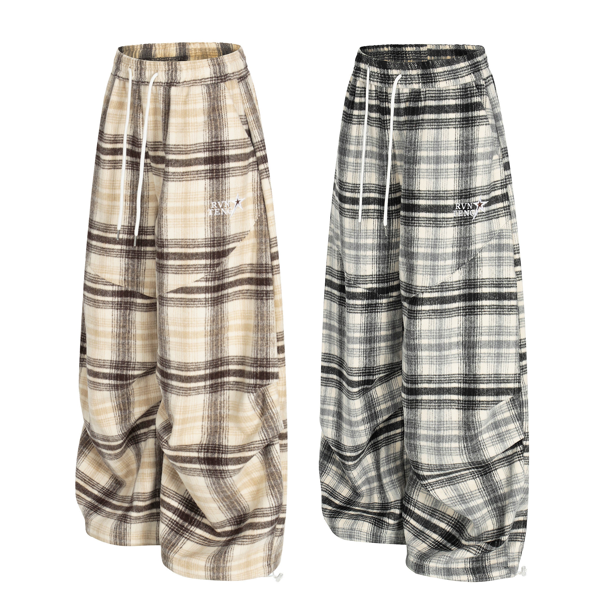 Omirad Plaid Wide-Leg Pants | Oversized Streetwear Fit