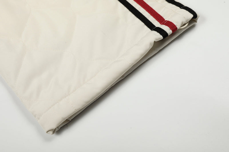 Quilted Wide-Leg Track Pants with Racing Stripes