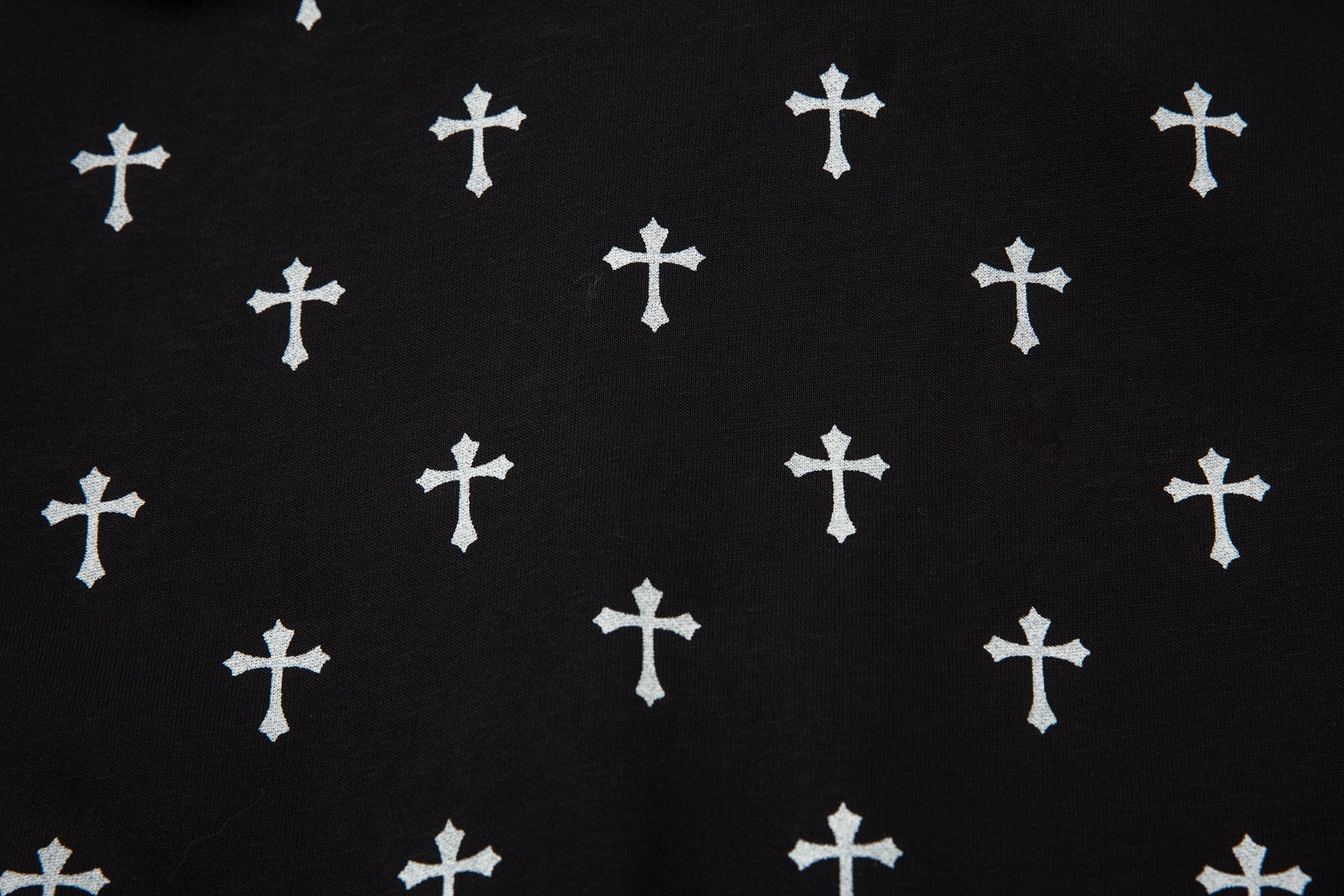 Gothic Cross Print Faux Fur Hooded Bomber Jacket