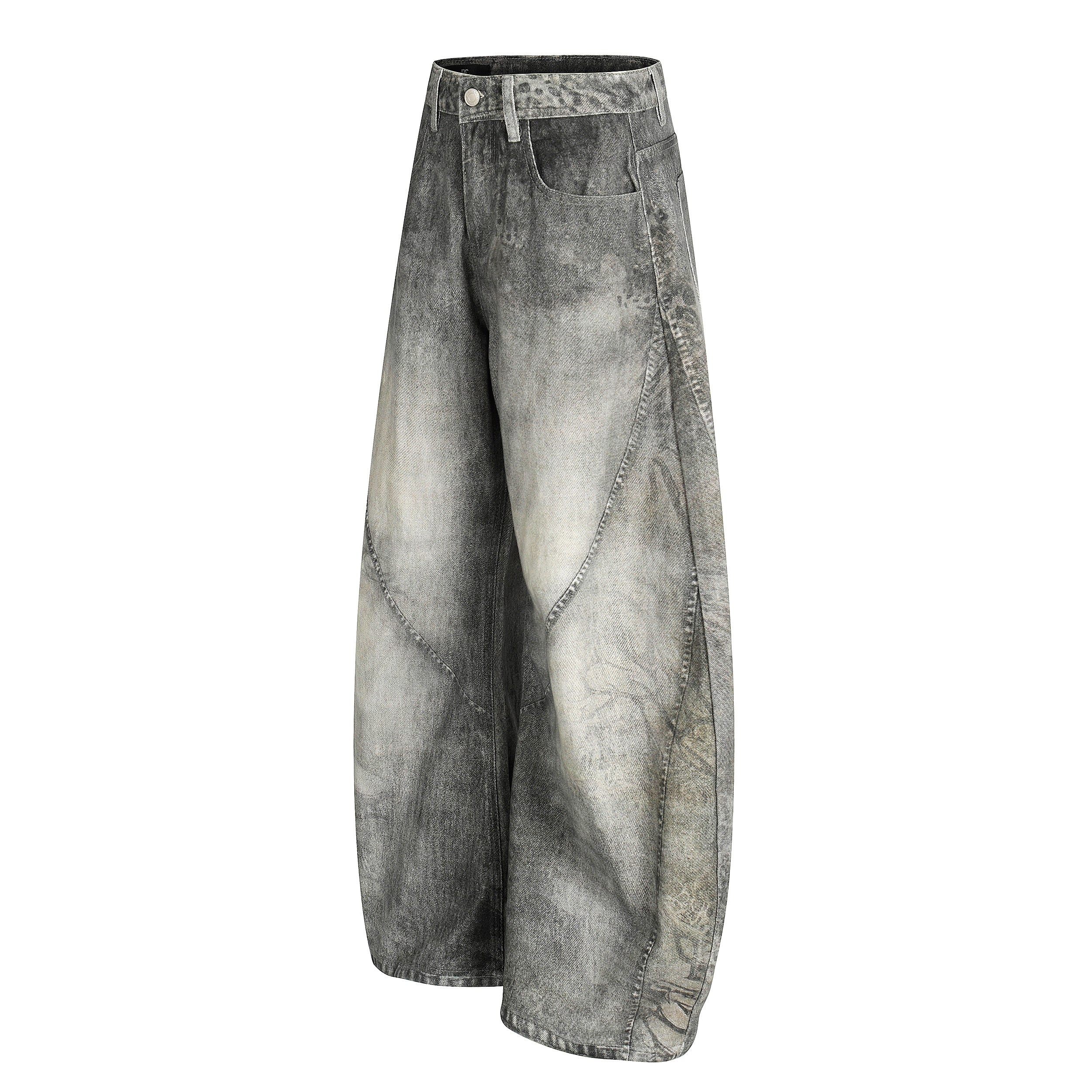 Omirad Washed Curved Barrel-Leg Denim Pants | SEAKOFF