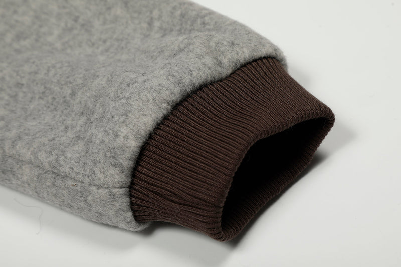 Wool Blend Fleece Hooded Bomber Jacket | Omirad
