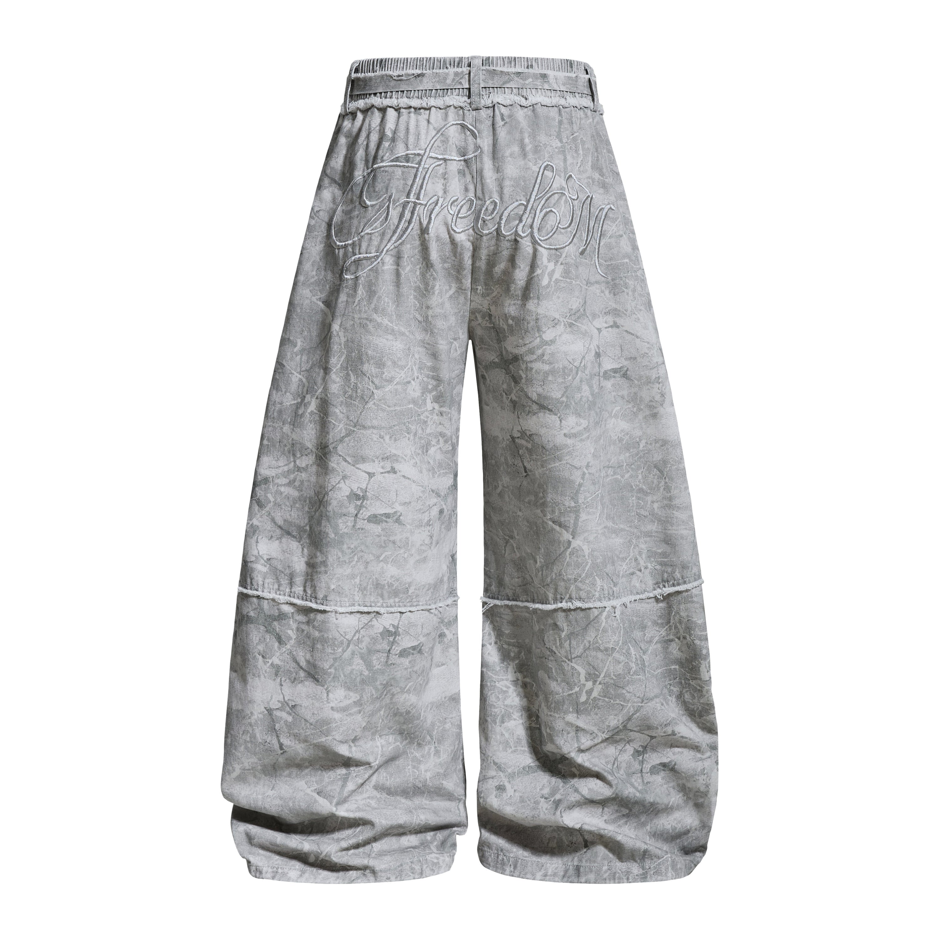 Washed Marble Wide-Leg Baggy Pants | Streetwear Denim