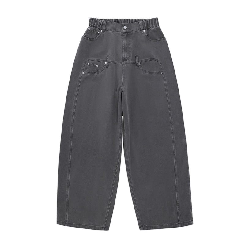 High-Waist Wide-Leg Denim Pants | Vintage Wash Cotton