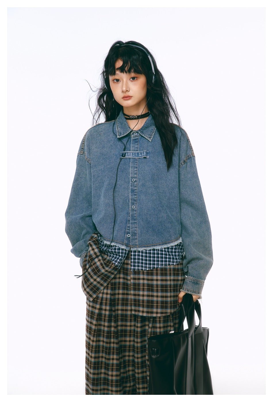 Distressed Denim Chambray Bomber Jacket on Sale - Men's and Women's Long Sleeve Vintage Style - Seakoff