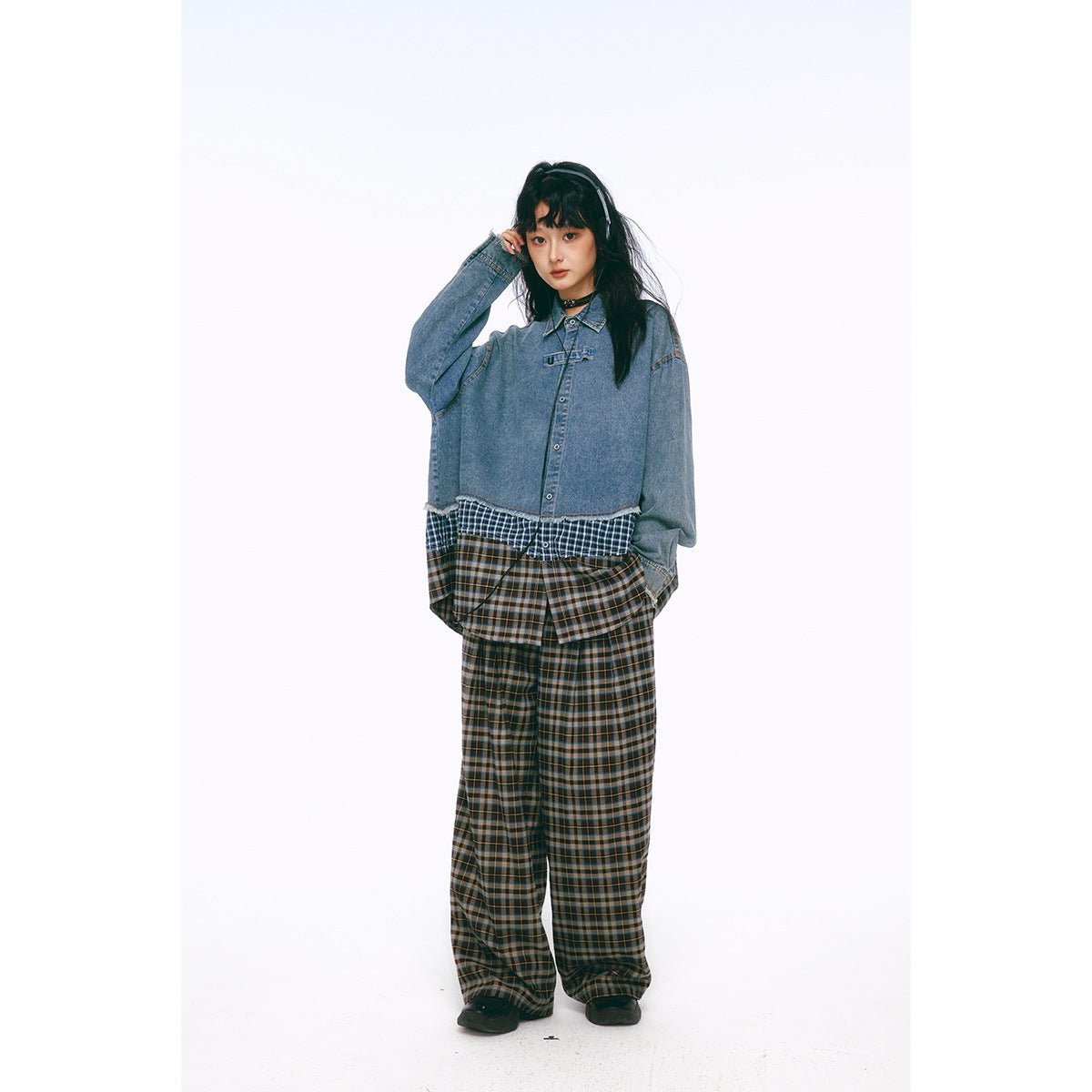 Distressed Denim Chambray Bomber Jacket on Sale - Men's and Women's Long Sleeve Vintage Style - Seakoff