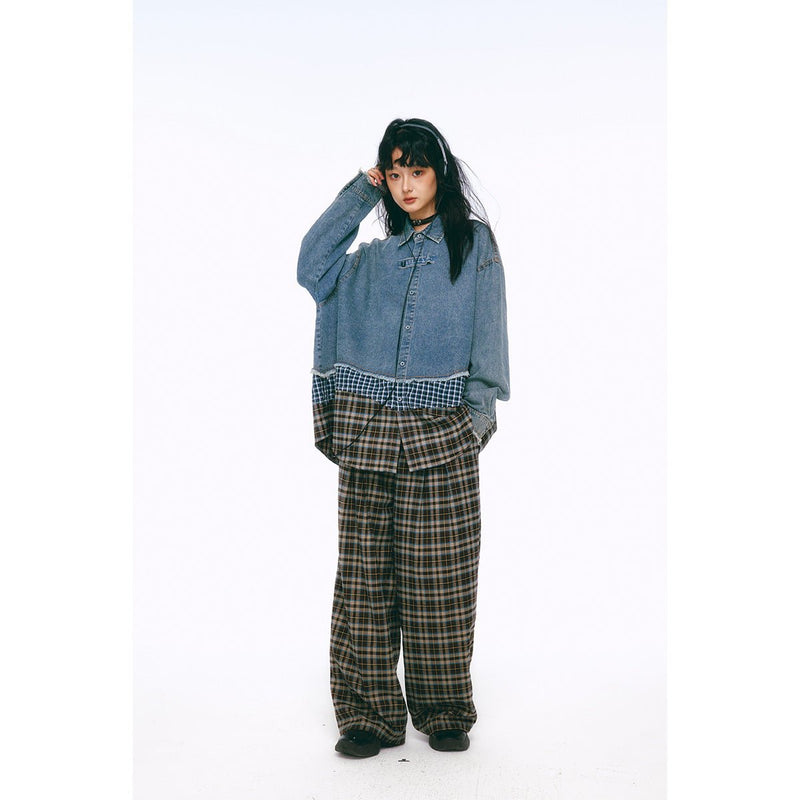 Distressed Denim Chambray Bomber Jacket on Sale - Men's and Women's Long Sleeve Vintage Style - Seakoff