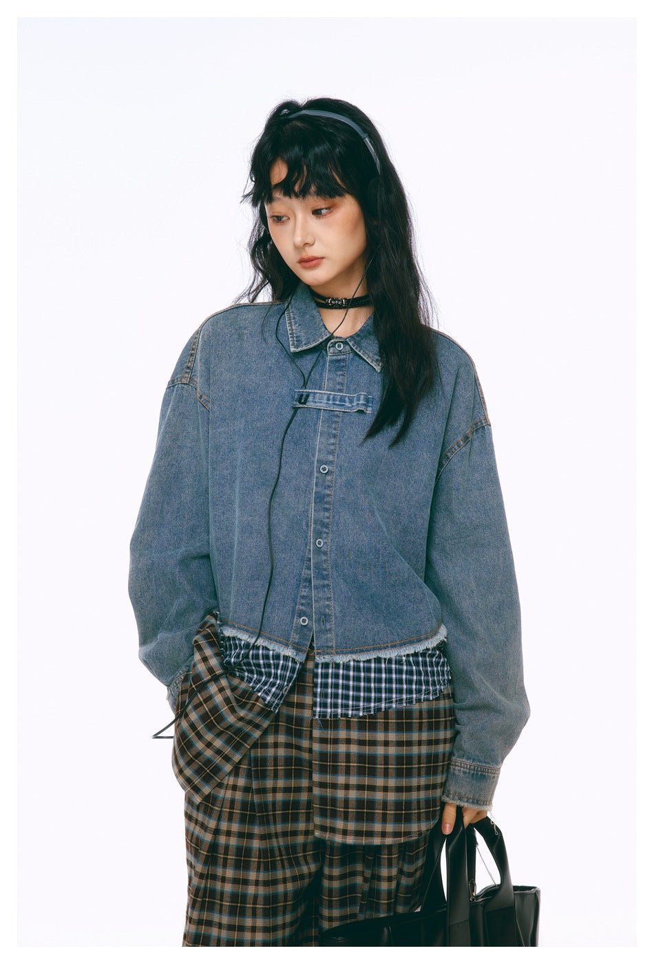 Distressed Denim Chambray Bomber Jacket on Sale - Men's and Women's Long Sleeve Vintage Style - Seakoff