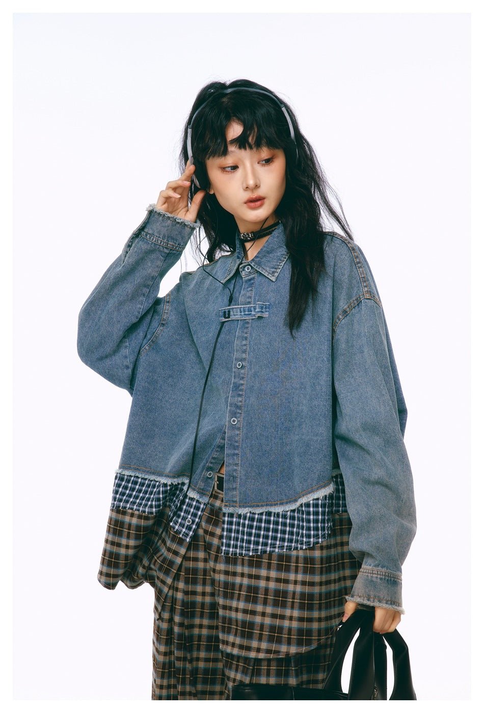 Distressed Denim Chambray Bomber Jacket on Sale - Men's and Women's Long Sleeve Vintage Style - Seakoff