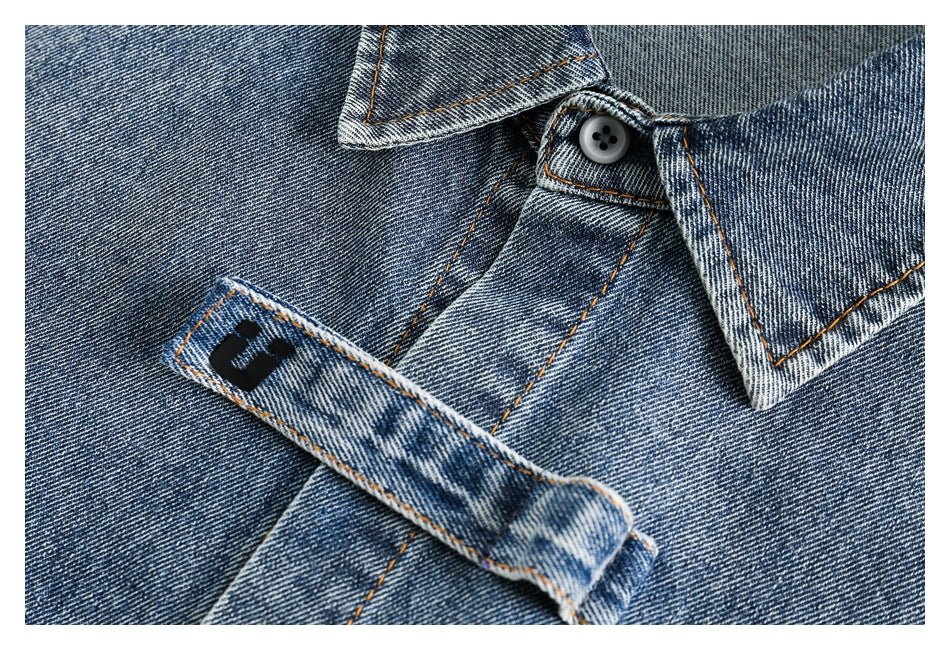 Distressed Denim Chambray Bomber Jacket on Sale - Men&