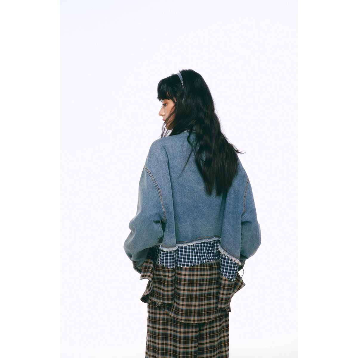 Distressed Denim Chambray Bomber Jacket on Sale - Men's and Women's Long Sleeve Vintage Style - Seakoff