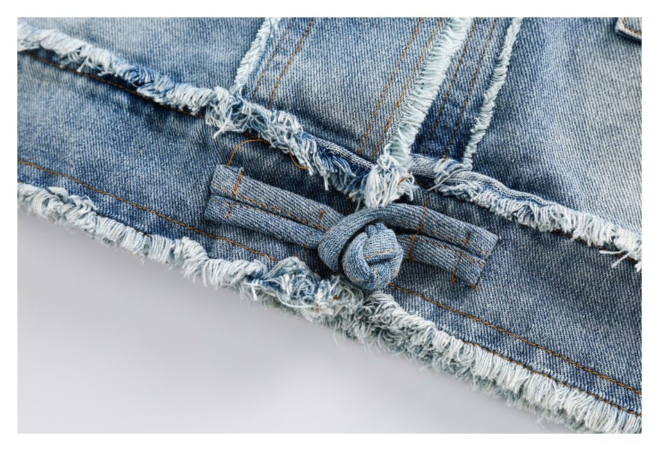Distressed Denim Chambray Jacket on Sale - Men's and Women's Long Sleeve Vintage Style with Patch Pockets - Seakoff