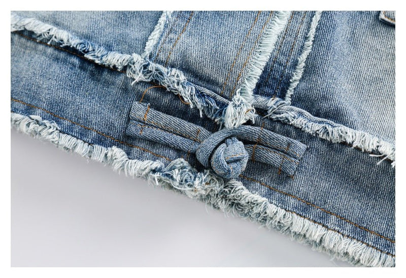 Distressed Denim Chambray Jacket on Sale - Men's and Women's Long Sleeve Vintage Style with Patch Pockets - Seakoff