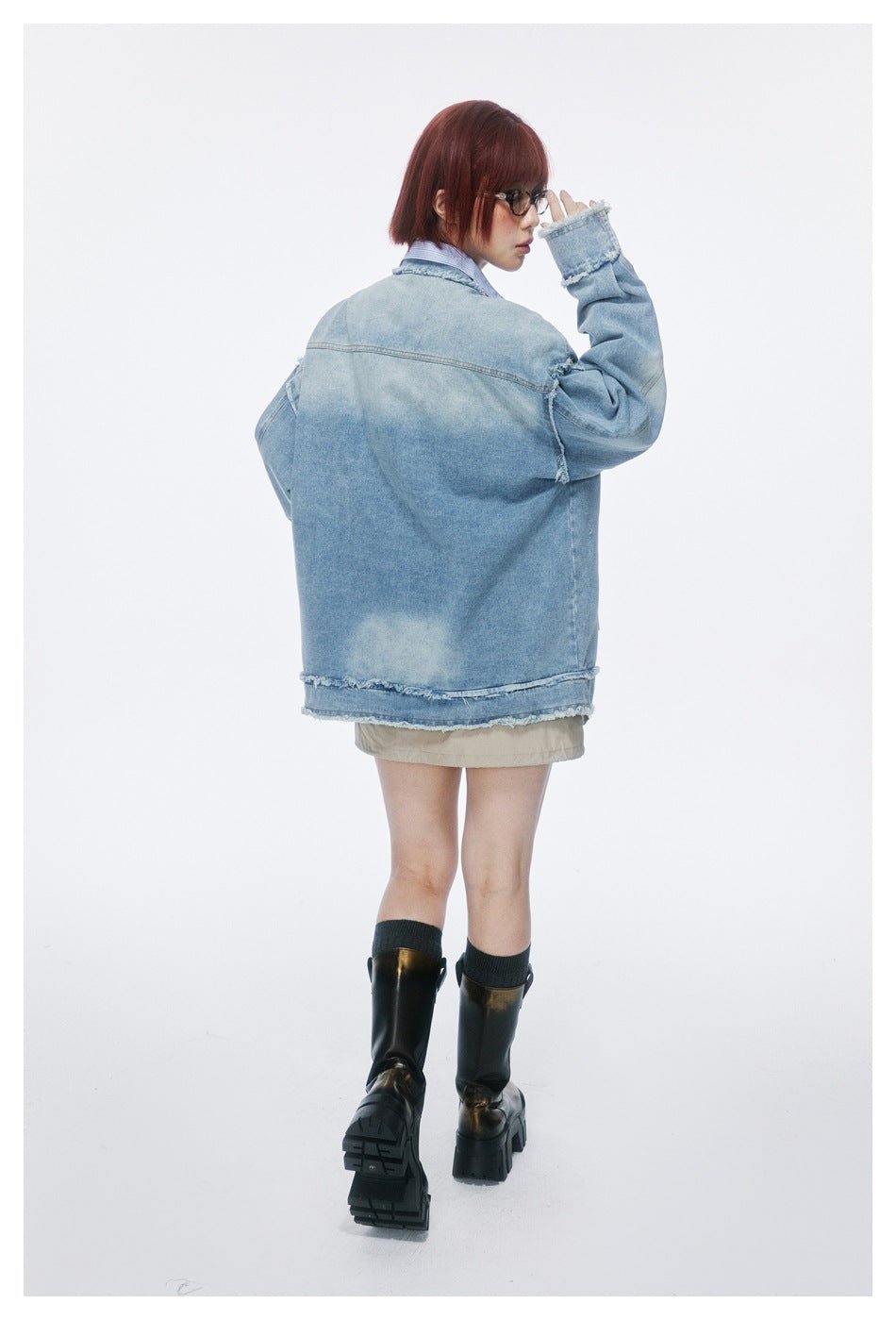 Distressed Denim Chambray Jacket on Sale - Men's and Women's Long Sleeve Vintage Style with Patch Pockets - Seakoff