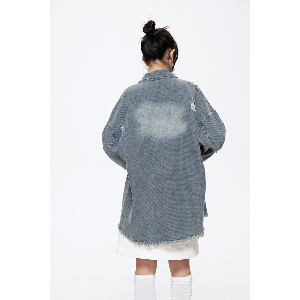 Distressed Denim Chambray Shirt on Sale - Men's and Women's Long Sleeve Vintage Style - Seakoff