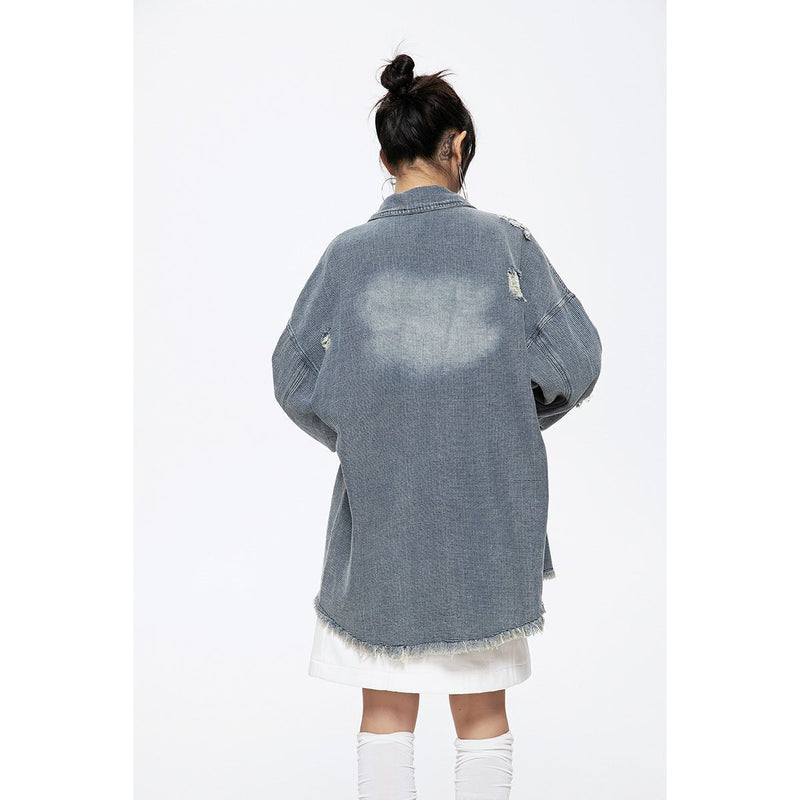 Distressed Denim Chambray Shirt on Sale - Men's and Women's Long Sleeve Vintage Style - Seakoff