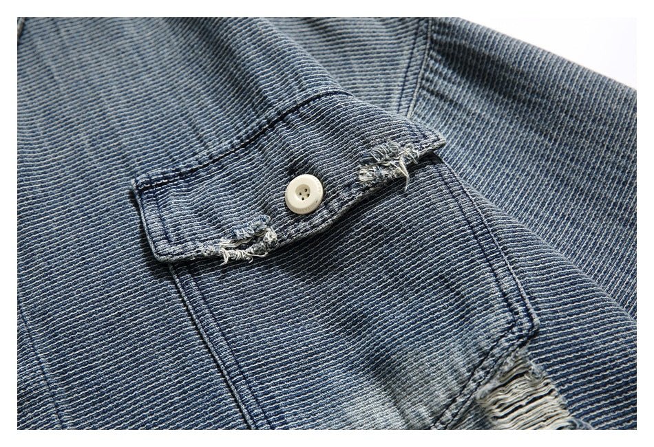 Distressed Denim Chambray Shirt on Sale - Men's and Women's Long Sleeve Vintage Style - Seakoff