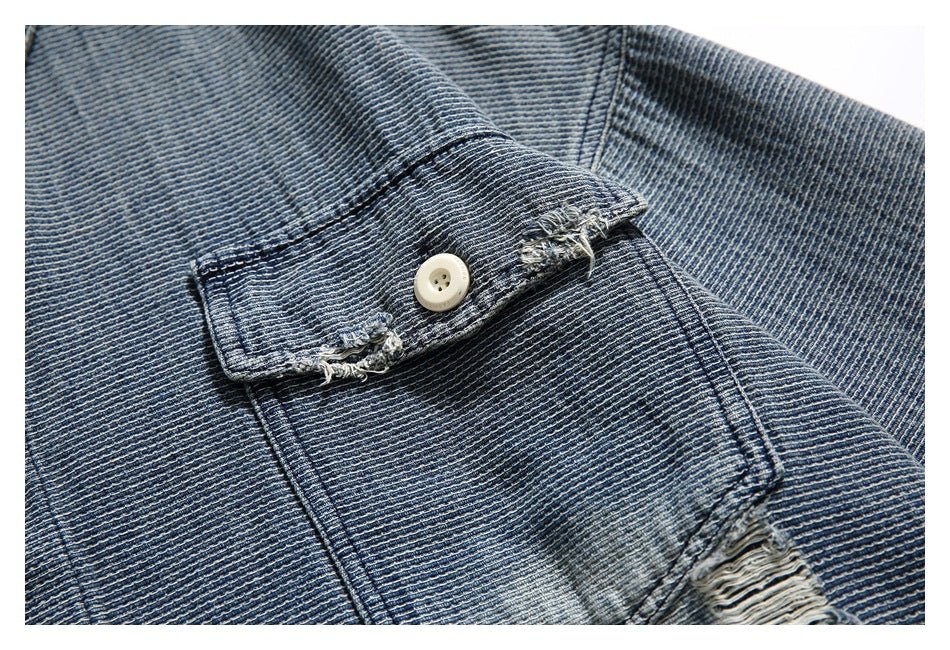 Distressed Denim Chambray Shirt on Sale - Men&