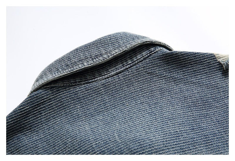 Distressed Denim Chambray Shirt on Sale - Men's and Women's Long Sleeve Vintage Style - Seakoff