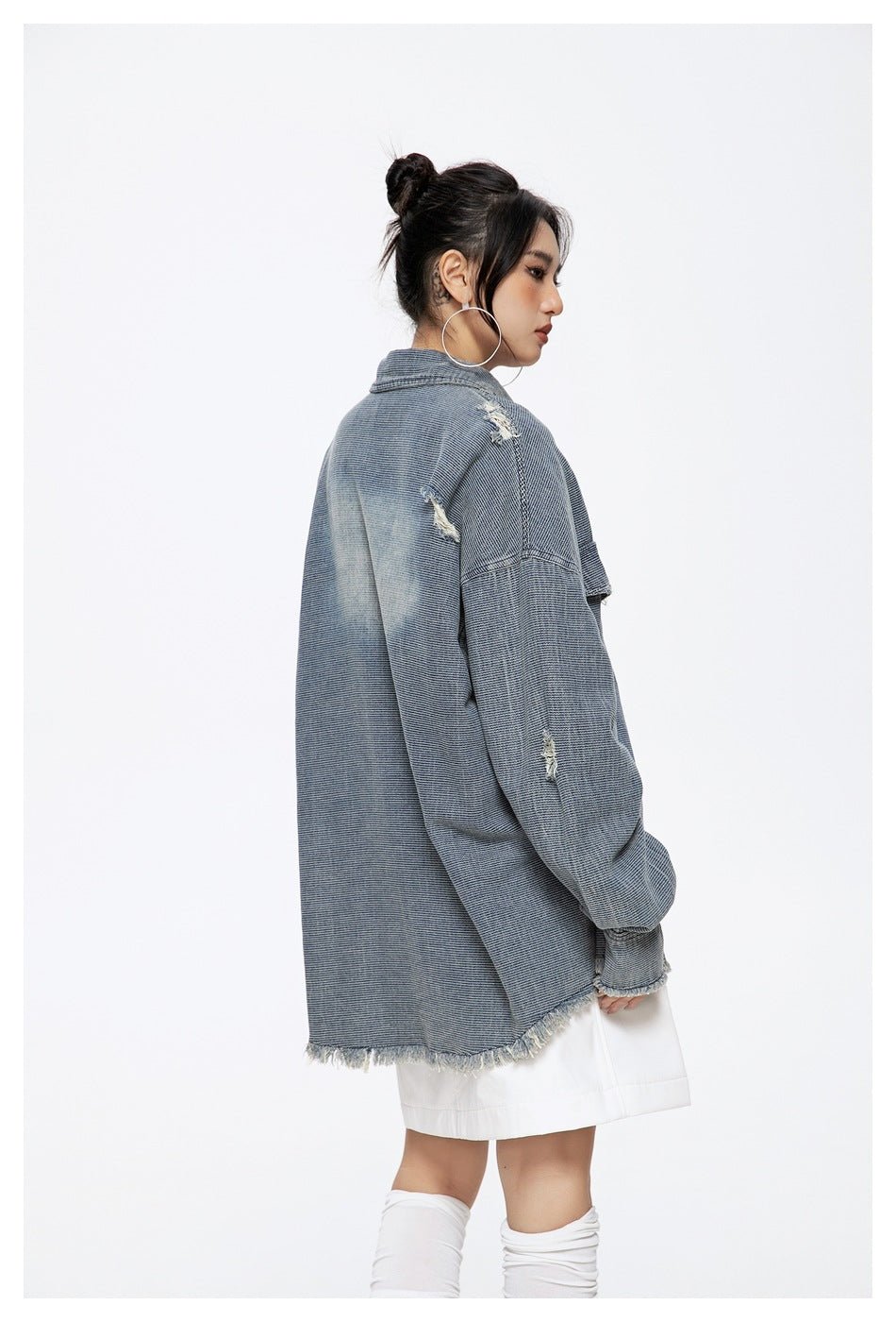 Distressed Denim Chambray Shirt on Sale - Men's and Women's Long Sleeve Vintage Style - Seakoff