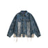 Distressed Floral Denim Chambray Jacket on Sale - Men&