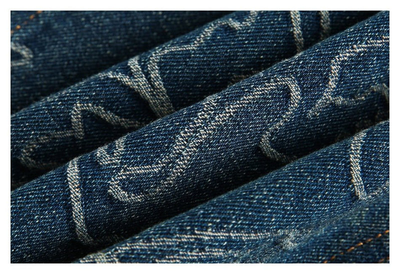 Distressed Floral Denim Chambray Jacket on Sale - Men's and Women's Long Sleeve Vintage Style - Seakoff