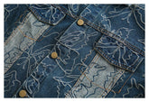 Distressed Floral Denim Chambray Jacket on Sale - Men&