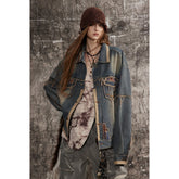 Distressed Plaid Denim Chambray Jacket on Sale - Men&