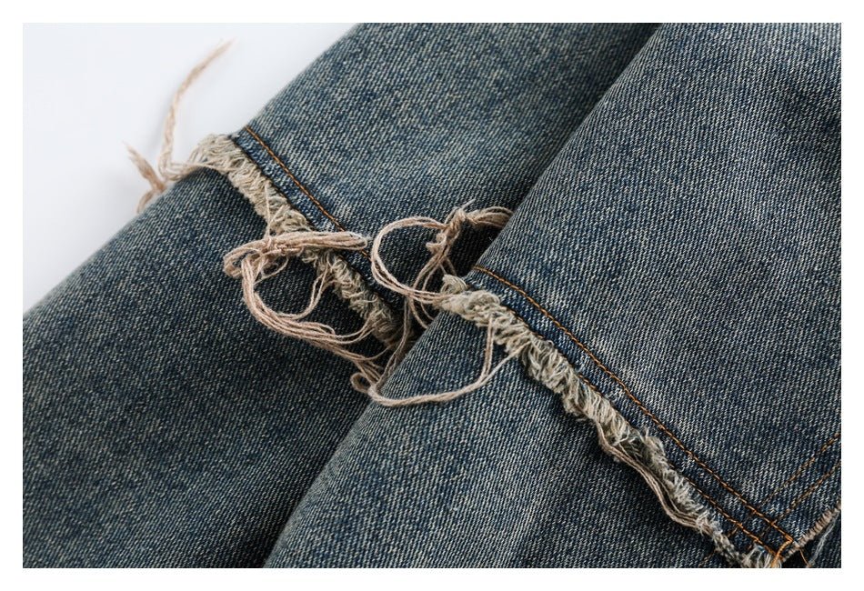 Distressed Plaid Denim Chambray Jacket on Sale - Men's and Women's Long Sleeve Vintage Style - Seakoff
