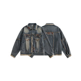 Distressed Plaid Denim Chambray Jacket on Sale - Men&