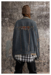 Distressed Plaid Denim Chambray Jacket on Sale - Men&