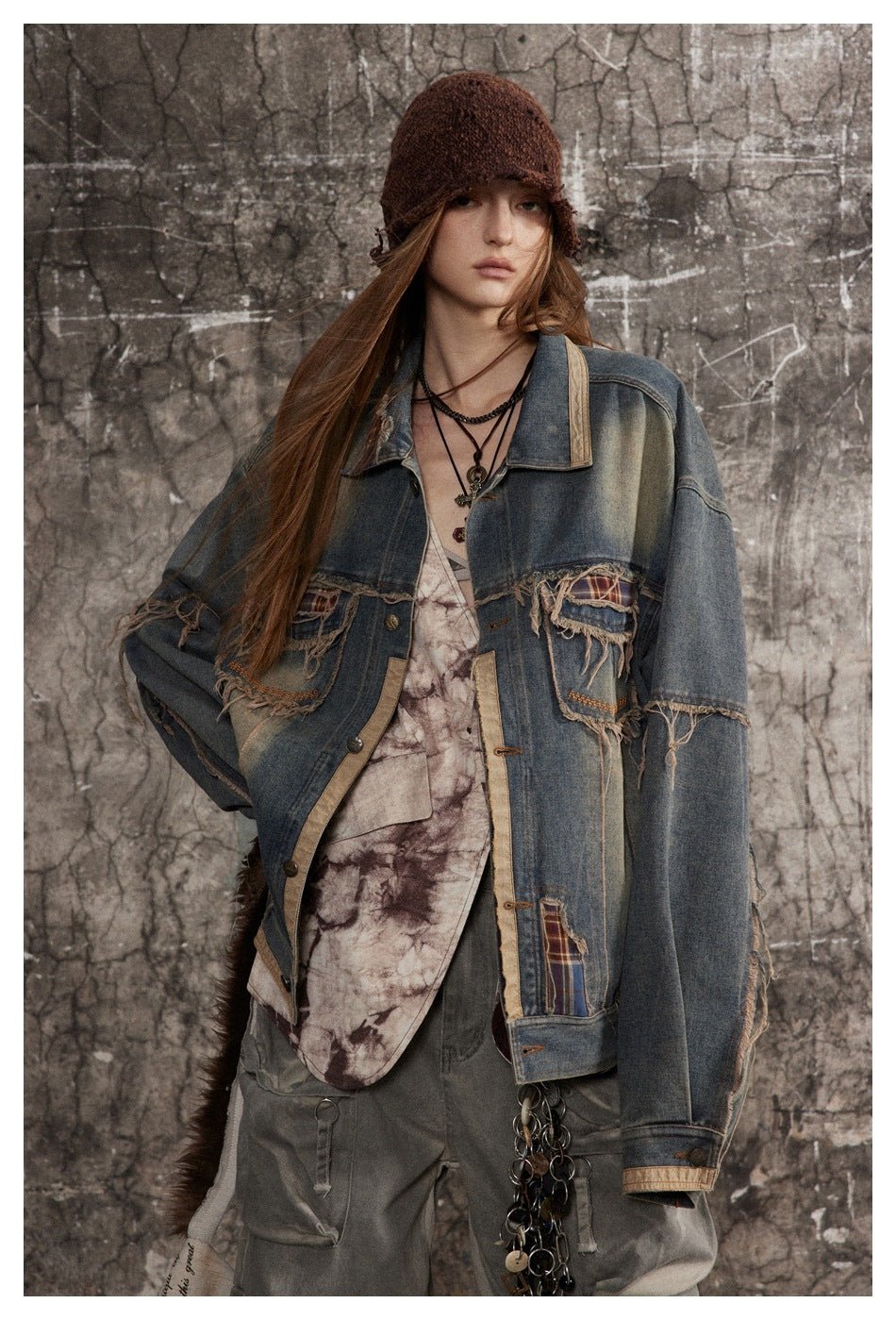 Distressed Plaid Denim Chambray Jacket on Sale - Men's and Women's Long Sleeve Vintage Style - Seakoff