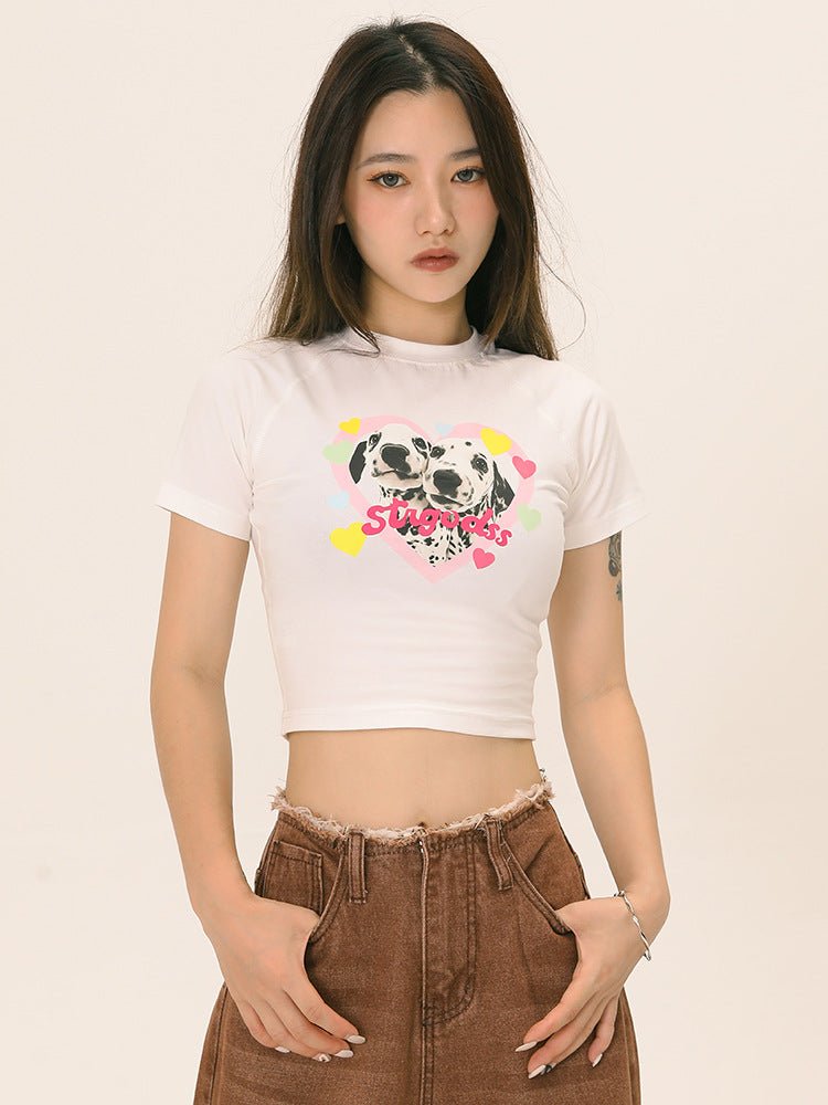 Dog Graphic Crop Tee - Seakoff