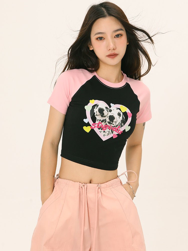 Dog Graphic Crop Tee - Seakoff