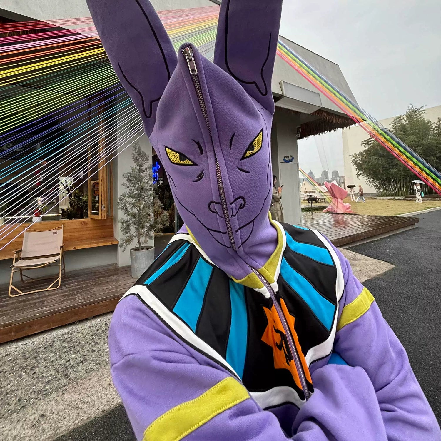 Dragon Ball Z Beerus Cosplay Hoodie – Anime - Inspired Purple Zip - Up Sweatshirt - Seakoff