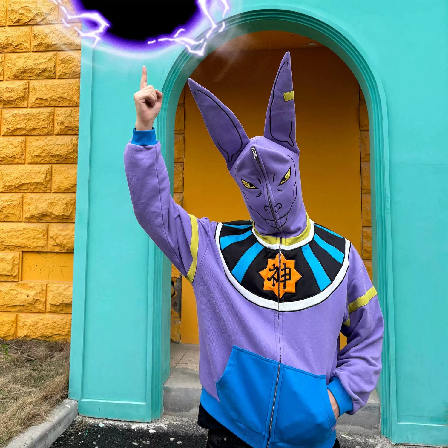 Dragon Ball Z Beerus Cosplay Hoodie – Anime - Inspired Purple Zip - Up Sweatshirt - Seakoff