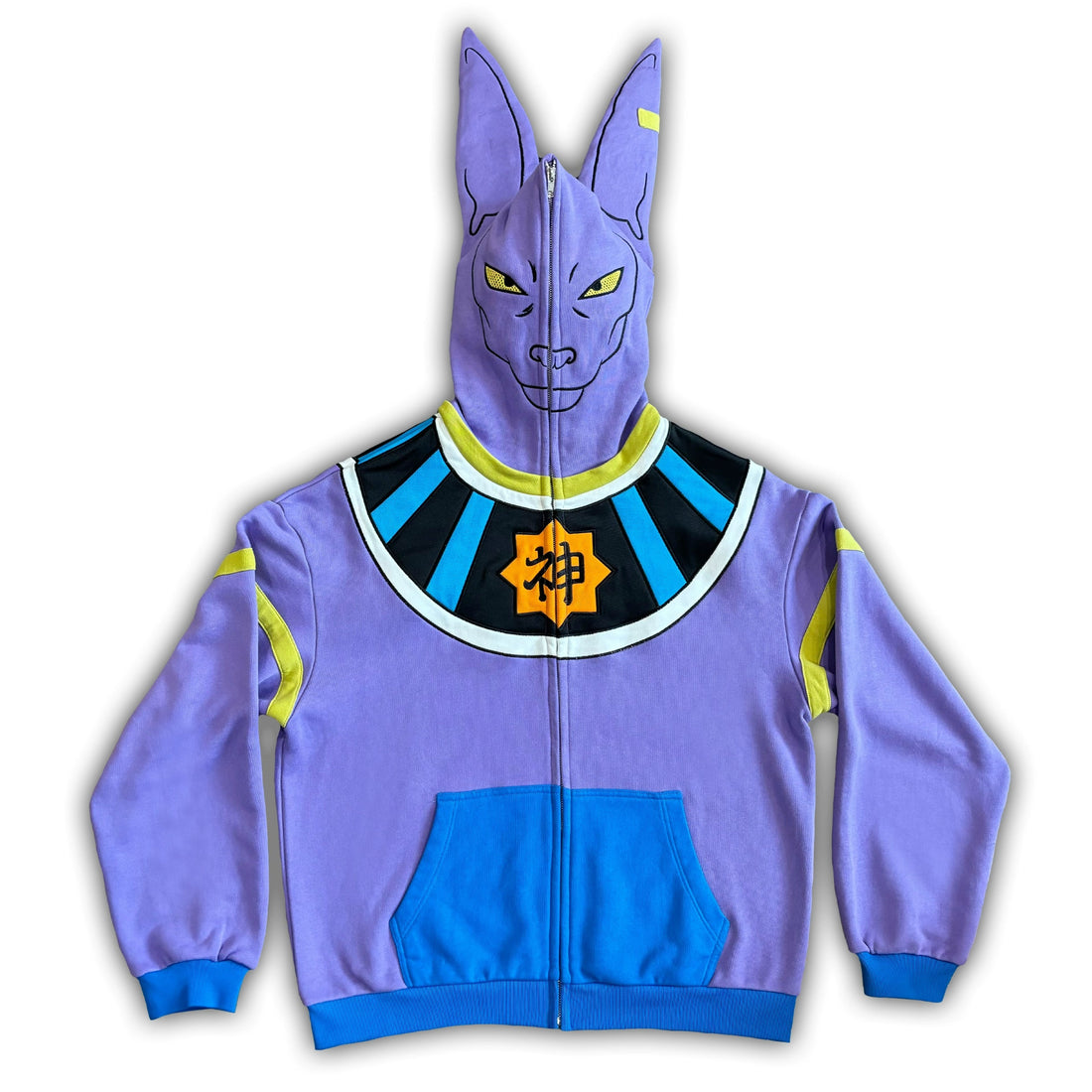 Dragon Ball Z Beerus Cosplay Hoodie – Anime - Inspired Purple Zip - Up Sweatshirt - Seakoff