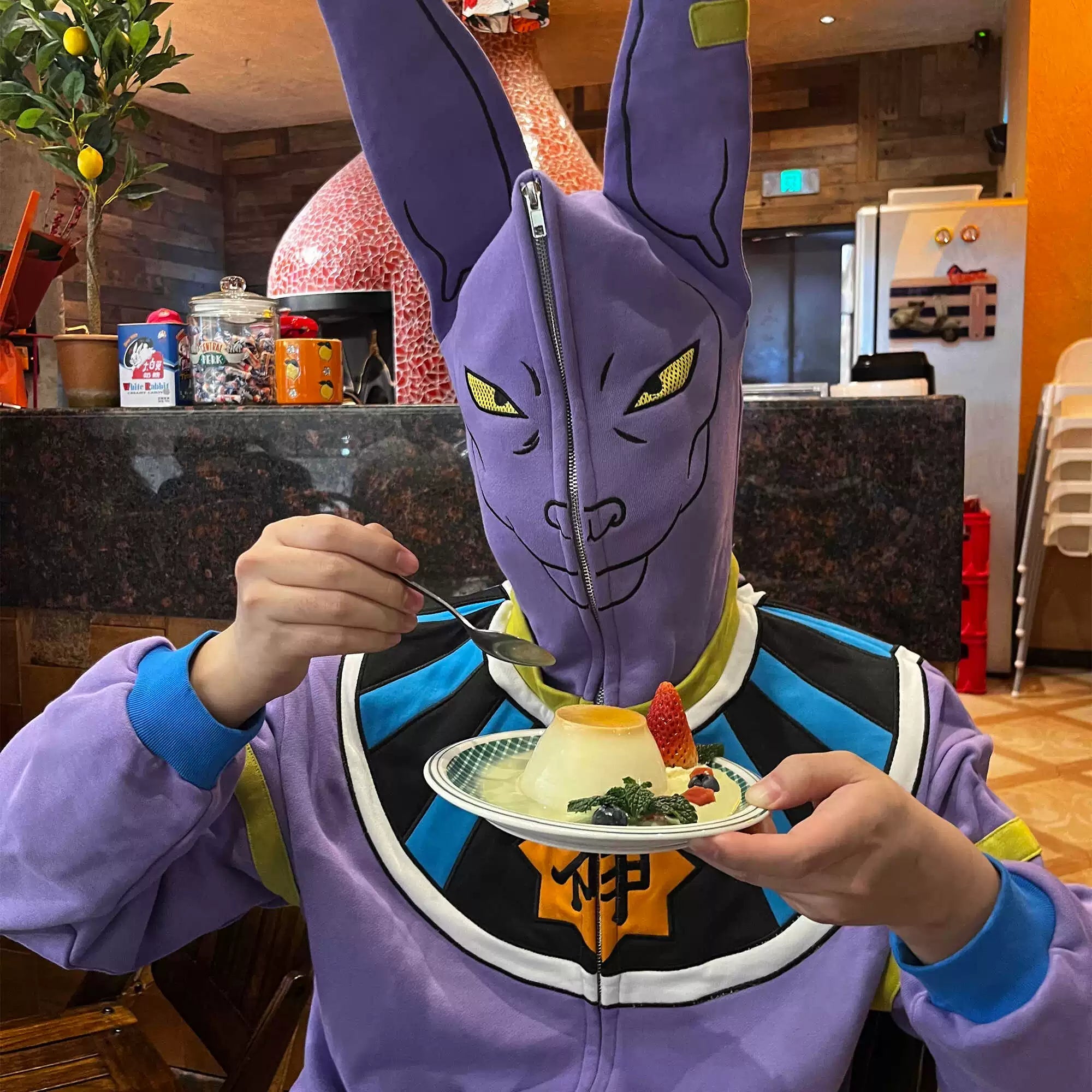 Dragon Ball Z Beerus Cosplay Hoodie – Anime - Inspired Purple Zip - Up Sweatshirt - Seakoff