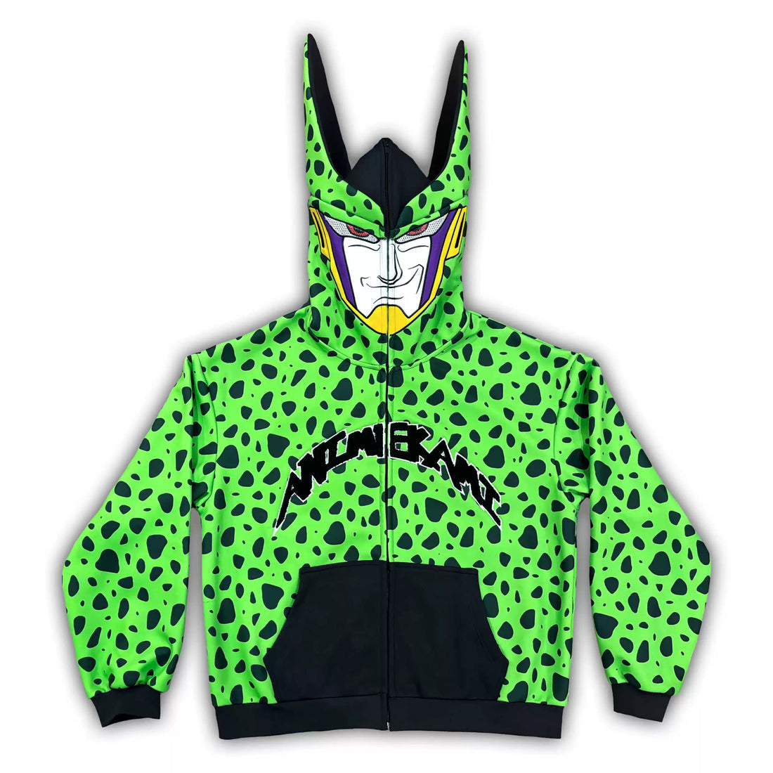 Dragon Ball Z Perfect Cell Cosplay Hoodie – Anime - Inspired Green Zip - Up Sweatshirt - Seakoff